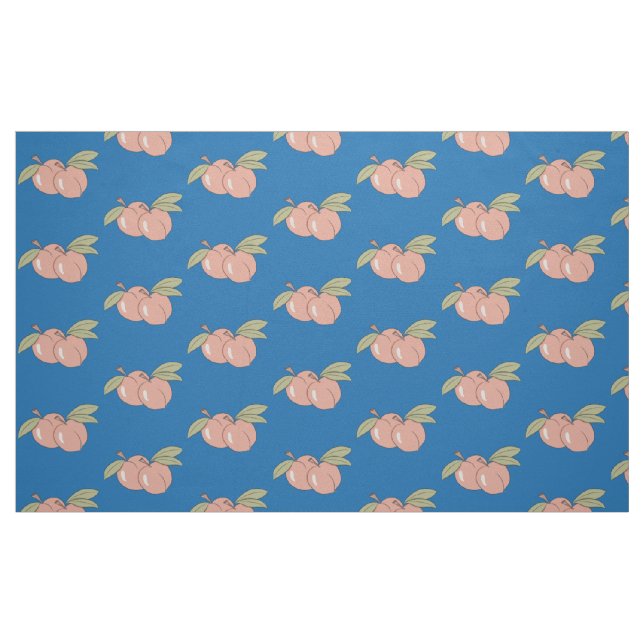 Persikor Fruit Mönster Blue Fabric Tyg (Fat Quarter)