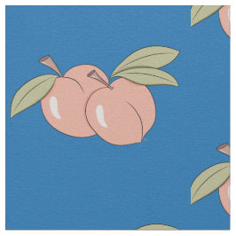 Persikor Fruit Mönster Blue Fabric Tyg