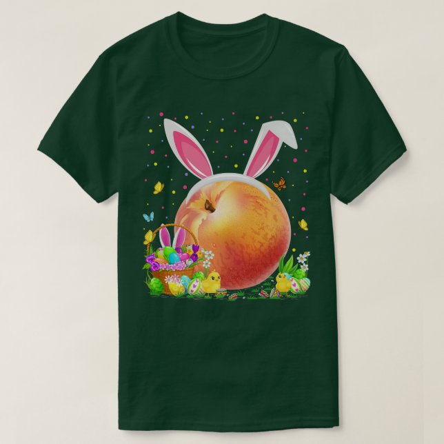 Persikor Fruit Påskägg Hunt Bunny Peacher Påsk T Shirt (Design framsida)
