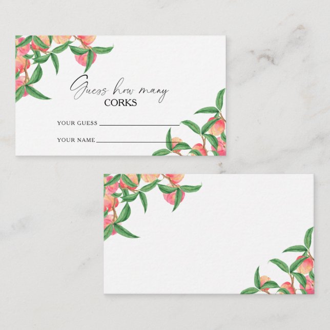 Persikor - gissa hur många korkar bröllopsspel tilläggskort (Fram/baksida)