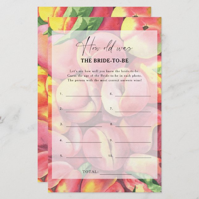 Persikor - Hur gammal var bruden? (Fram/baksida)