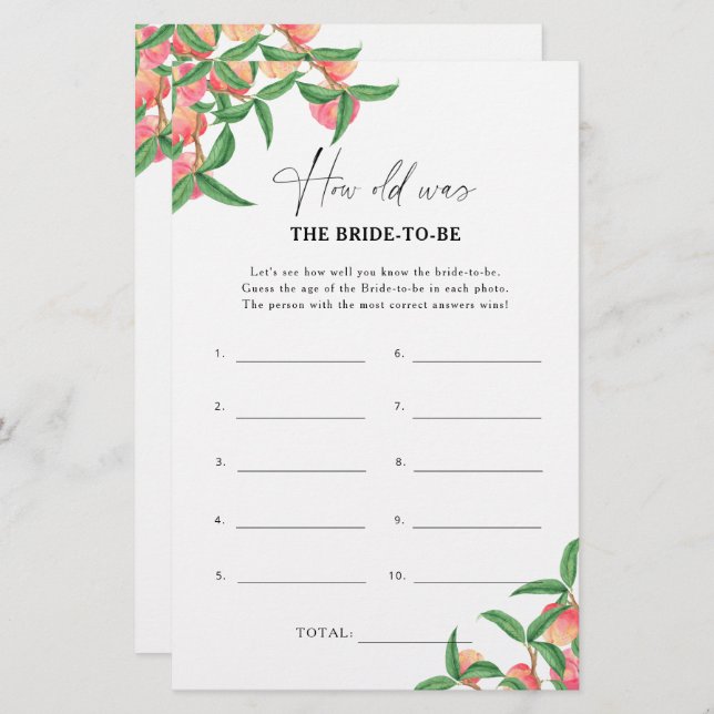 Persikor - Hur gammal var bruden? (Fram/baksida)