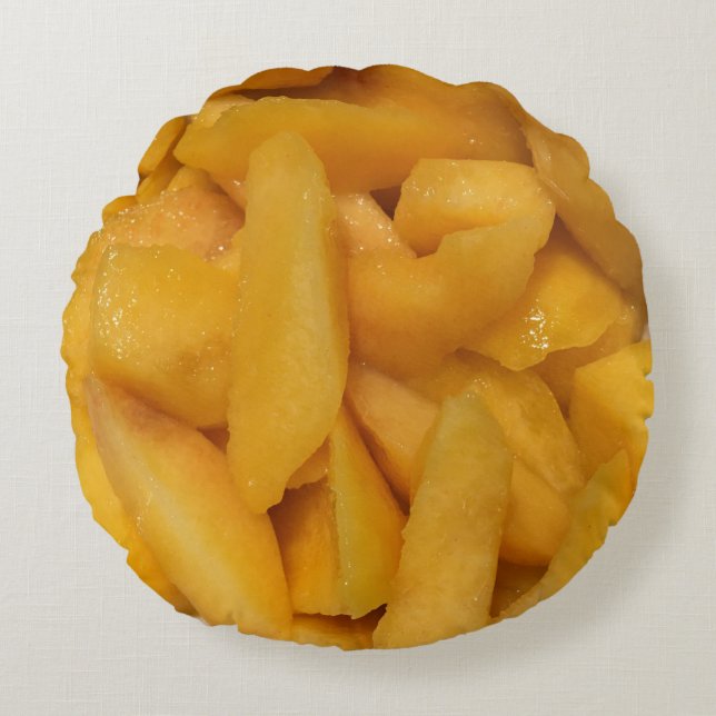 Persikor i skivor Gult Georgia State Fruit Rund Kudde (Framsidan)