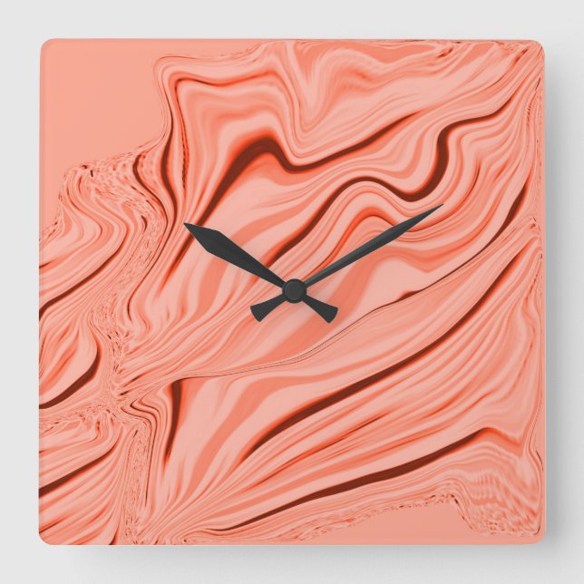 Persikor, laxkorall och rosa mix kurvor fyrkantig klocka (Framsida)