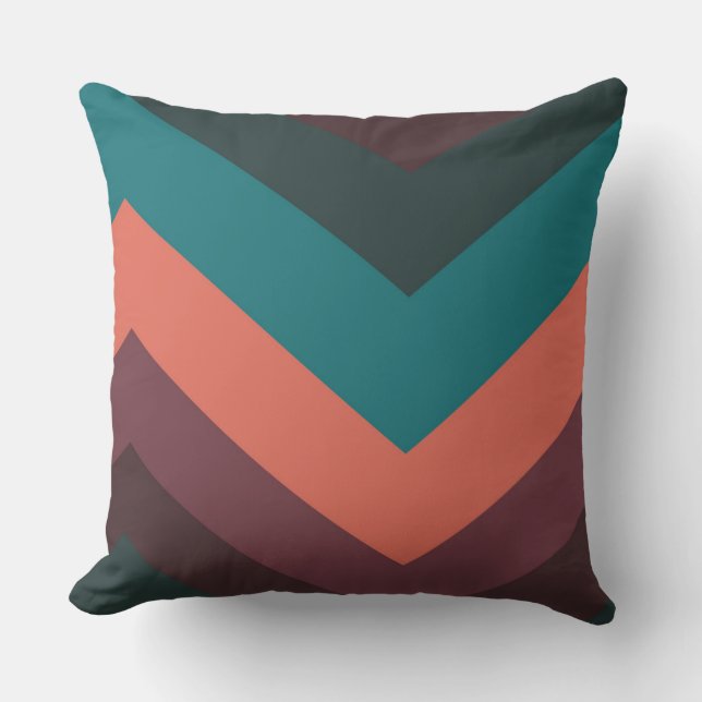 Persikor, lila och Teal chevron Mönster Kudde (Framsida)