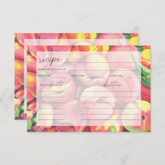 Persikor med vattenfärg - receptkort (Fram/baksida)