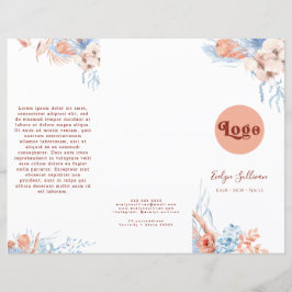 Persikor och blå tropiska broschyr