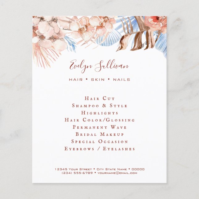 Persikor och blå tropiska flygare flygblad (Framsidan)