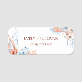 Persikor och blå tropiska namn bricka namnbricka