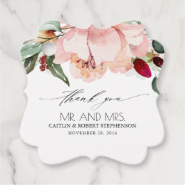 Persikor och Burgundy Bröllop Tack Gåvor Etiketter