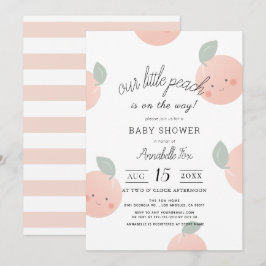 Persikor och Cream Cute Kawaii Baby Shower Inbjudningar