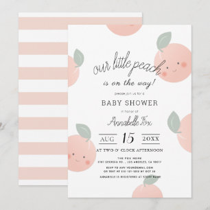 Persikor och Cream Cute Kawaii Baby Shower Inbjudningar