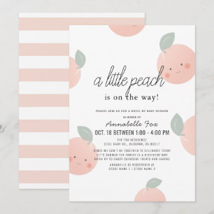 Persikor och Cream Cute Kawaii Drive by Baby Showe Inbjudningar