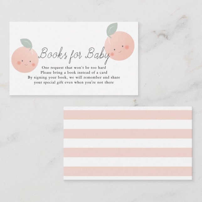 Persikor och Cream Kawaii Baby Shower Bok-begäran Tilläggskort (Fram/baksida)