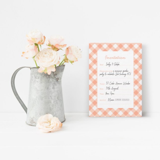 Persikor och Cream-platta inbjudningskort (Peaches and Cream invitation card)