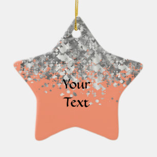 Persikor och faux glitter personlig julgransprydnad keramik