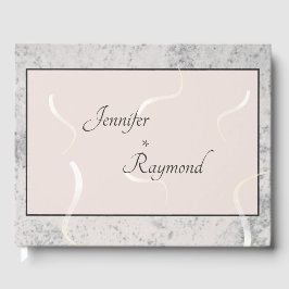 Persikor och Grått Marble-Monogram Gästböcker