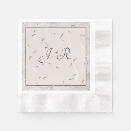 Persikor och Grått Marble Monogram Napkins Pappersservett