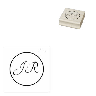 Persikor och Grått Marble-Monogram Stämpel