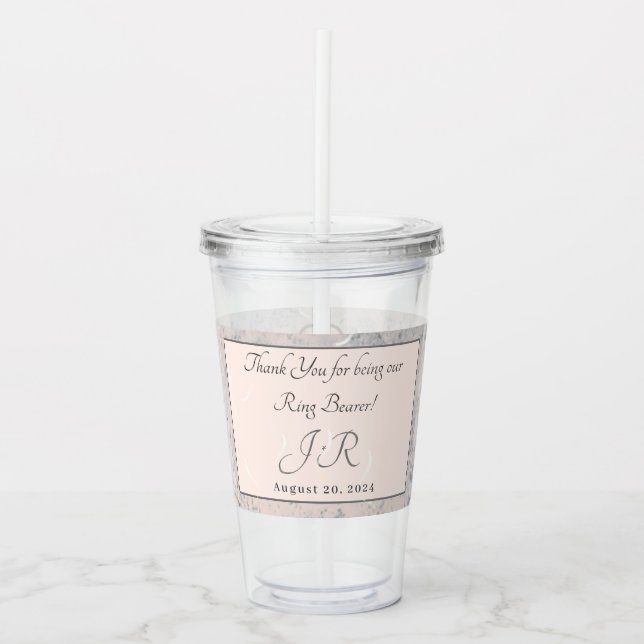 Persikor och Grått Marble Ring Bearer Take Away Mugg (Framsida)