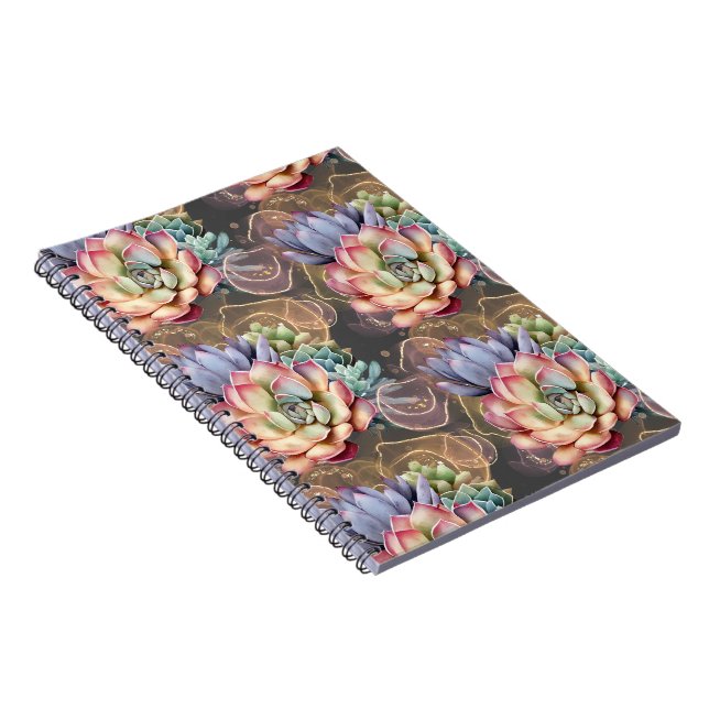 Persikor och Grått Succulents Anteckningsbok (Högra Sidan)