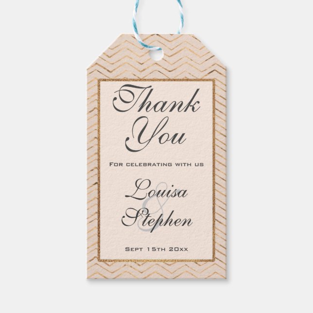 Persikor och Guld Tack Märkre Presentetikett (Framsidan)