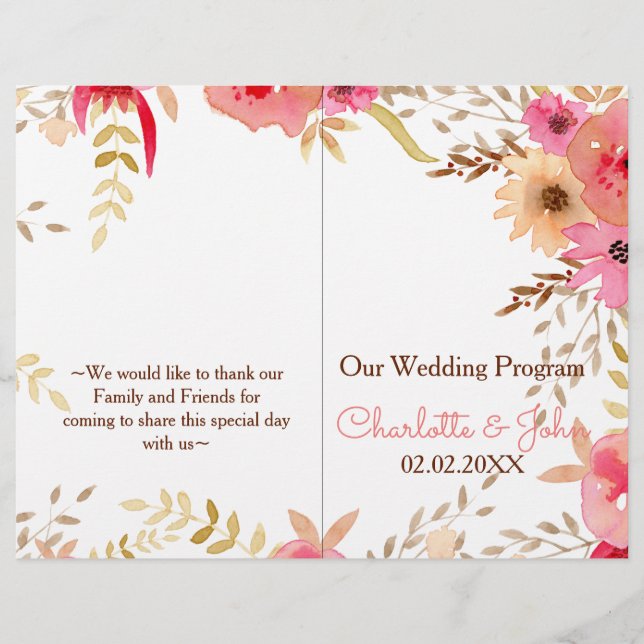 Persikor och korall Blommigt Vår bröllop (Framsida)