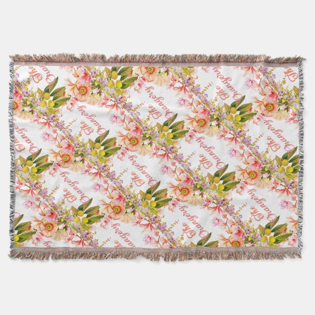 persikor och lavenderThrow Pillow Filt (Framsidan)