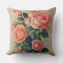 Persikor och lax Rosa blommigt Kudde