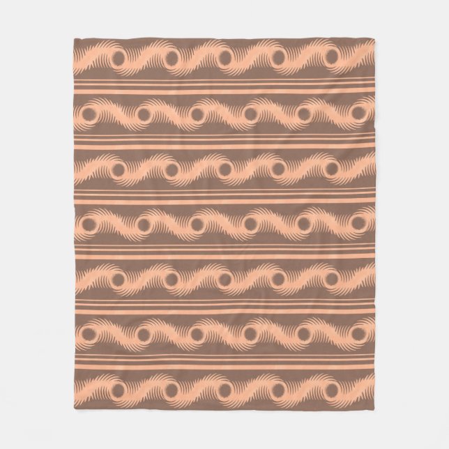 Persikor och Mocha Spiral Mönster Fleecefilt (Framsidan)