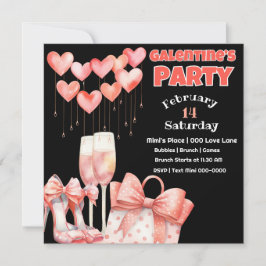 Persikor och Rosa Galentins dag Party Inbjudningar