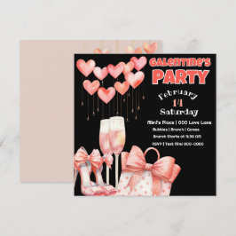 Persikor och Rosa Galentins dag Party Inbjudningar