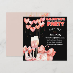 Persikor och Rosa Galentins dag Party Inbjudningar