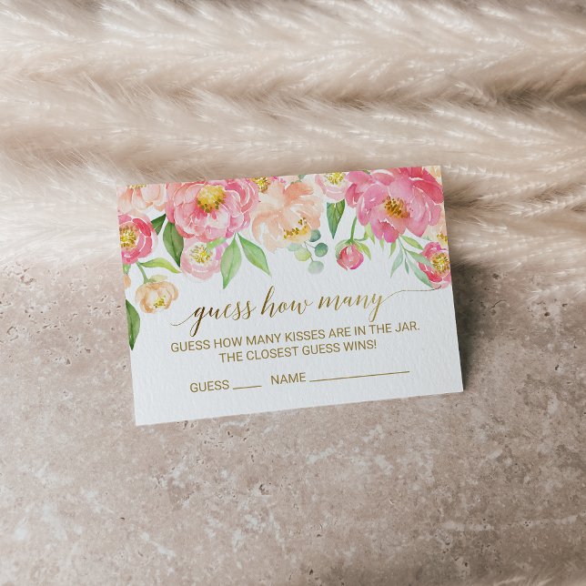 Persikor och Rosa gissar hur många Kisses-spelkort Visitkort (Skapare uppladdad)