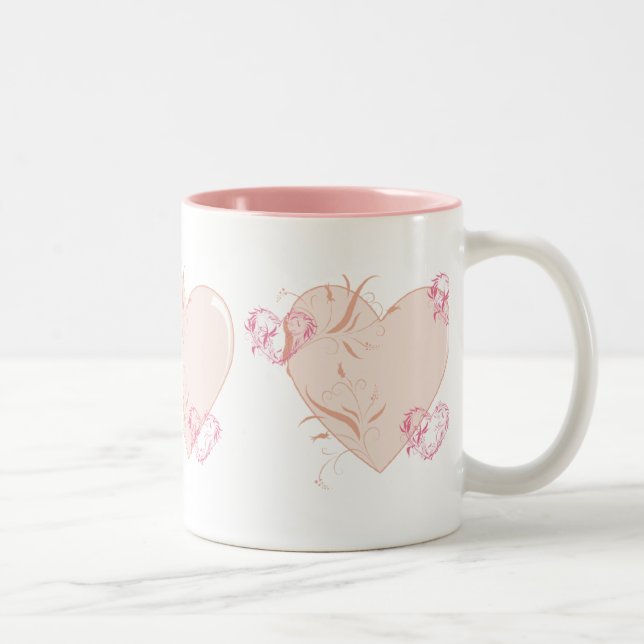 Persikor- och Rosa-hjärtan Två-Tonad Mugg (Höger)