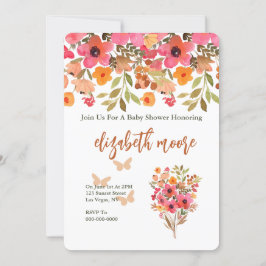 Persikor och Rosa- och trädgårdsblommor Inbjudningar