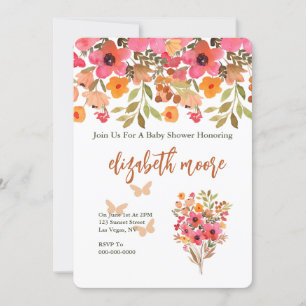 Persikor och Rosa- och trädgårdsblommor Inbjudningar