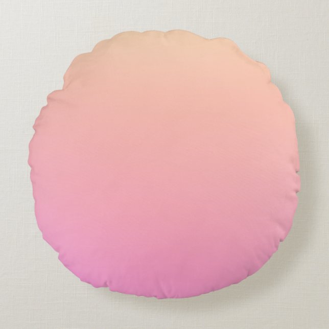 Persikor- och rosa-övertoning rund kudde (Framsidan)