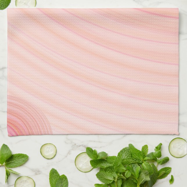 Persikor och Rosa Pastellkrita Spiral Kökshandduk (Vikta)