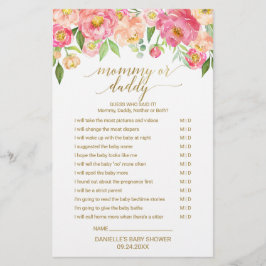 Persikor och Rosa Peony Flower Baby Ord Scramble G
