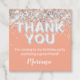 Persikor och Silver Party favors Gåvor Etiketter