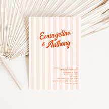 Persikor och tangerine Retro Stripe Bröllop