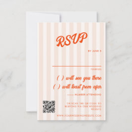 Persikor och tangerine Stripe Retro Bröllop OSA Kort