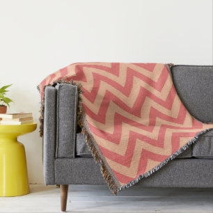 Persikor och tranberry Chevron Filt