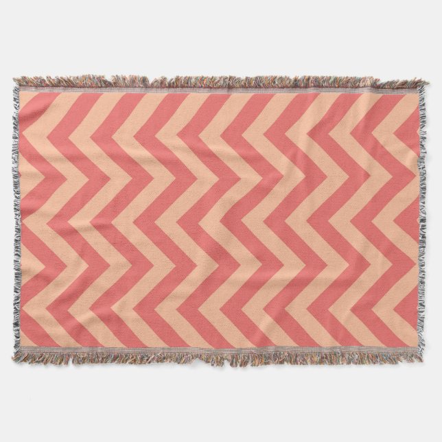 Persikor och tranberry Chevron Filt (Framsidan)