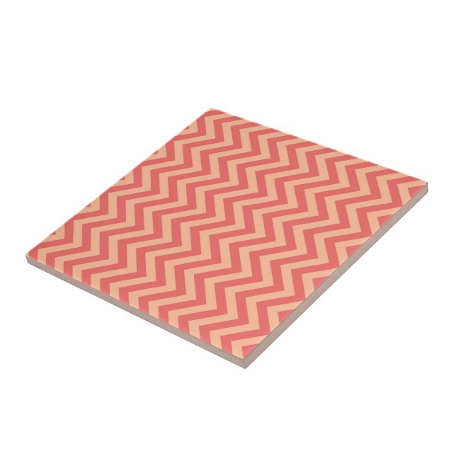 Persikor och tranberry Chevron Kakelplatta (Sidan)