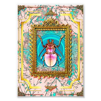 Persikor och turkos Chic Victorian Beetle Execimen Fototryck