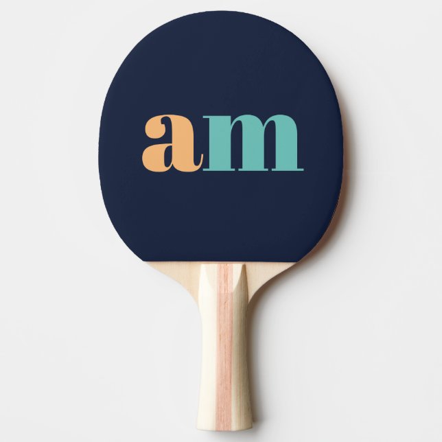 Persikor och turkos-elegantens monogramdesign pingisracket (Framsidan)