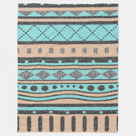 Persikor och turkos-stammen Mönster Fleecefilt