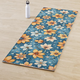 Persikor och vit Blommigt Yoga Mat